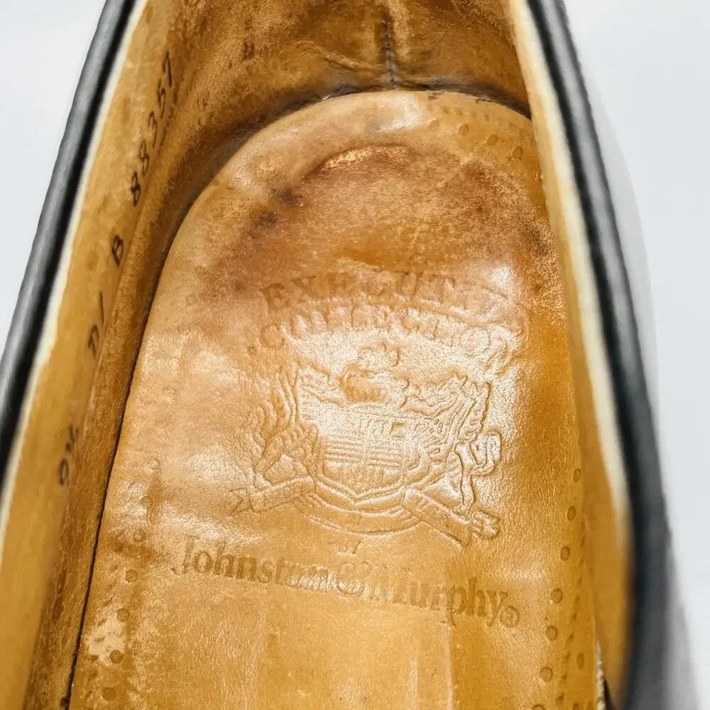 Johnston & Murphy Shoes Men 9.5 Brown Leather Executive Collection Wingtip Dress
